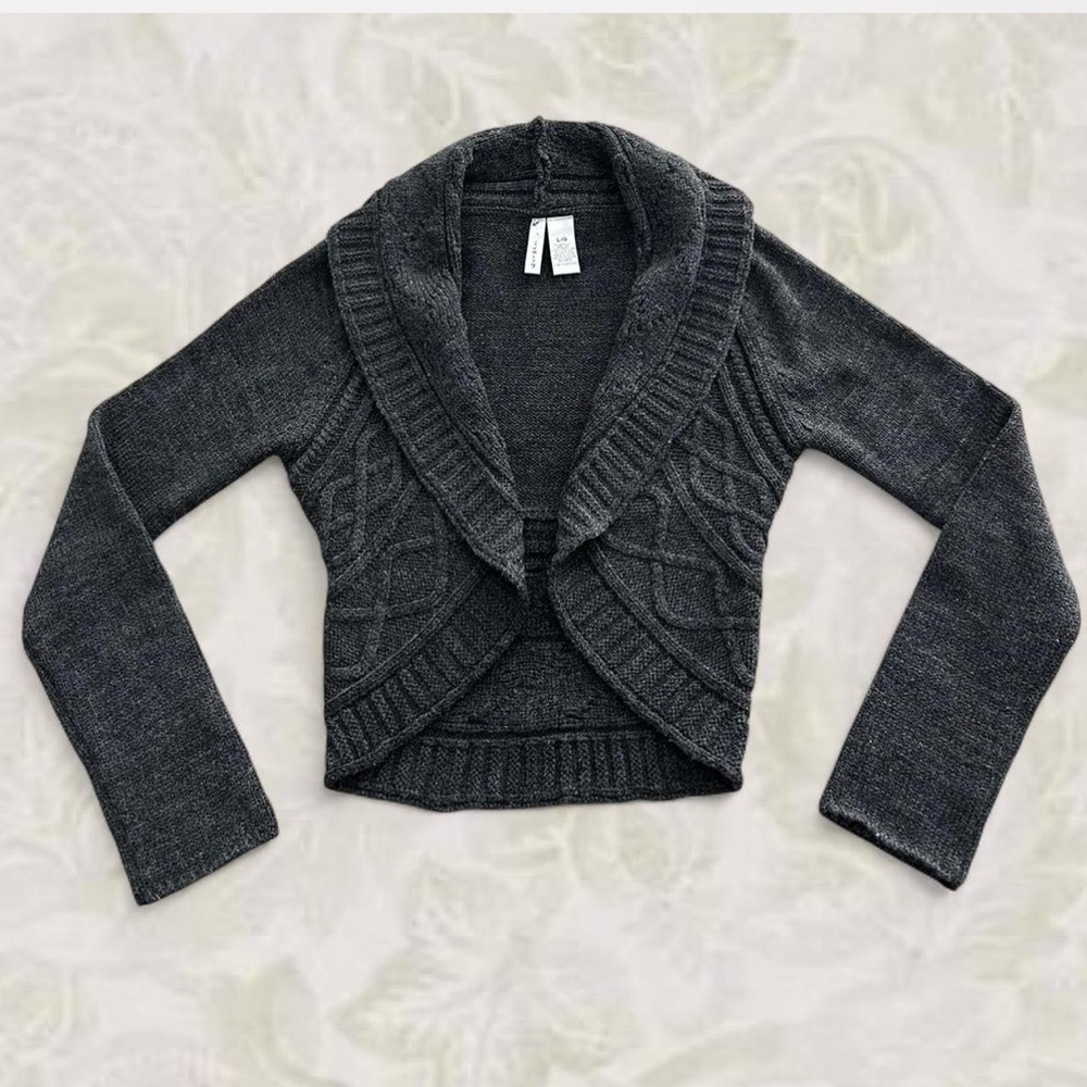 Gray iDaisy Open Front Knit Cardigan Sweater L